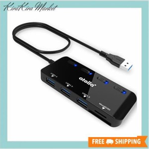 atolla SDカードリーダー USB3.0 カードリーダー USBハブ 5-in-1 USB3.0ポート+SD＆TF/microSDカードリーダー 同時読み書き【microSDXC/m