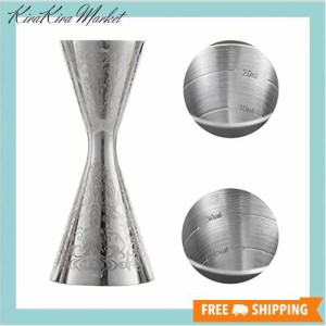 WIEXUNメジャーカップ 目盛りジガーカップ カクテル ステンレス鋼 計量カップ バー用品・道具 一体型鋼計量カップ シルバー (30/45ml)