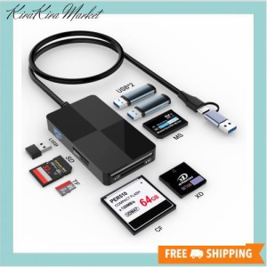 USB C USB 3.0 マルチカードリーダーハブ、8 in 2 XD SD CF MS TF MicroSDカードアダプター+ USBハブ×3、XDピクチャーカードリーダー 5G