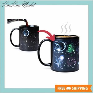 MUGKISS加熱変色コーヒーカップ、12星座誕生日プレゼント男性クリスマスプレゼント夫、プレゼントすべての宇宙奇人、星、惑星、空、天文