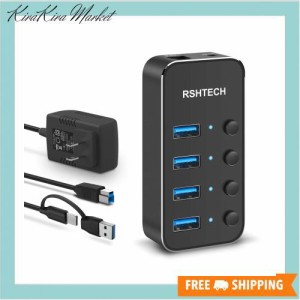 【2023アップグレード版】RSHTECH USBハブ 電源 2 in 1 ケーブル 付き4ポート TypeC USB Hub 3.0 アルミ製 5Gbps高速転送 セルフパワーと