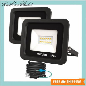 MIKISEN led 投光器 作業灯 看板灯 10w 電球色 1200LM 3000K 100w相当 1.8コード IP66防水 アース端子付2Pプラグ 120°広角 100V対応 ワ