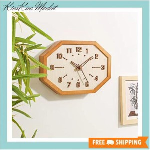 Danmukeji 壁掛け時計 おしゃれ 人気 時計 かわいい 天然木製 八角形 時計 3D立体数字 見やす 壁掛け 置き時計 卓上時計 北欧デザイン 連