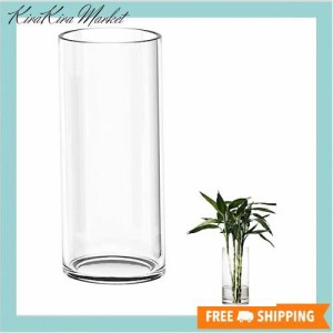 DARENYI ガラス 花瓶 大きい 高さ35cmフラワーベース 円柱 大きめ 透明 大型 花瓶 クリア シンプル おしゃれ インテリア (直径12cm 高さ3