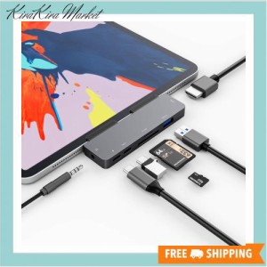 3XI iPad Pro 2020 2018 USB C ハブ 7in1 iPad Air 4 ハブ 4K HDMI 出力 60W PD充電 USB3.0 ハブ SD/TFカードリーダー 3.5mm ヘッドホン