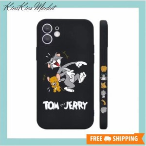 トムとジェリー iPhone15 Plus 用 ケース 可愛い スマホケース アイフォン15Plus 用 シリコン カバー Black