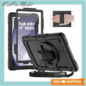 Timecity Galaxy Tab A9+ ケース 耐衝撃 2023新モデル 保護フィルム 360°回転スタンド ペン収納 ハンド＆ショルダーストライプ付き 落下