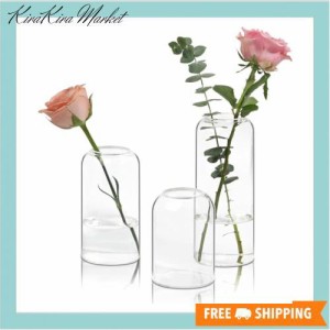 ComSaf 花瓶 ガラス 一輪挿し 透明 3個セット フラワーベース おしゃれ シンプル 北欧 水栽培 花器 活け花 造花用 ビング 寝室 オフィス 
