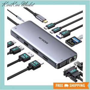 USB Cドッキングステーション type cドッキングステーション三画面出力 hdmi 【HDMI+DP+VGA 4K@60P三画面】MOKIN12-IN-1 usbハブhdmi 2*U