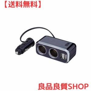 ナポレックス(Napolex) Fizz 車用シガーソケット2連 USB端子2口 USB2 4A 12V車専用ヒューズ付10A(30mm) 通電モニター付 角度調整付 タブ