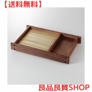 せともの本舗 焼杉ザルそば器(大)(ミス付) [ 19 x 29cm ] 【 木製そばうどん揃 】 【 料亭 旅館 そば処 和食器 飲食店 業務用 夏 】