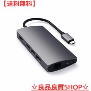 Satechi V2 マルチ USB-C ハブ 8-in-1 (スペースグレイ) 4K HDMI(60Hz), イーサネット, USBC PD充電, SDカードリーダー, USB3.0ポートx3