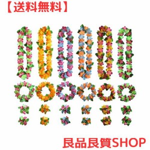 TOYMYTOY ハワイ花輪 ハワイアンレイ ハワイフラワー 花飾り ガーランド 写真撮影道具 ネックレス フェスティバル ルアウ ビーチ 6セット