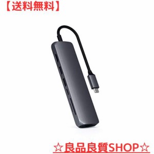 Satechi イーサネット付き スリム 7in1 USB-Cハブ (スペースグレイ) 4K HDMI(60Hz), USB-C PD(60W), 2xUSB-A, SD/Microカードスロット (M