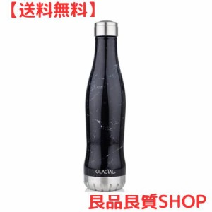 GLACIAL 水筒 炭酸対応 ボトル 保温 保冷 真空断熱 大容量 ステンレスボトル 600ml ブラックマーブル