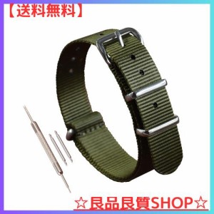[MZBUTIQ] 16mm 緑色 腕時計ベルト 薄いナイロン バンド簡単交換ベルト