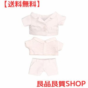 niannyyhouse 20cm人形の服 綿人形の服 スーツ 上着+ワイシャツ+半ズボン 3点セット ぬいぐるみ 用 人形ベビー服 着せ替え (white)