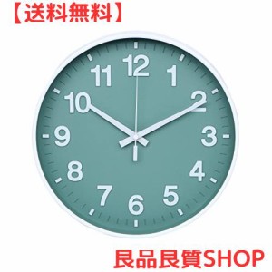 掛け時計 静音 北欧 おしゃれ 立体数字 直径30cm 連続秒針 クオーツ 壁掛け時計 (グリーン)