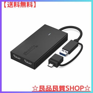Plugable USB Type-C デュアル USB グラフィック変換アダプター、USB-C HDMI 用 Mac Windows 対応、最大解像度 1080p@60Hz の外部HDMIモ
