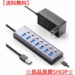 Elecife USB ハブ 8IN1 USB 3.0 Hub 7ポート+ 1USB C PD急速充電ポート 2023 改良 5Gbps高速 USB拡張 USBポート 増設 セルフパワー/バス