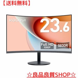 KOORUI モニター 24 インチ 湾曲モニター 1080P 曲面モニター VA非光沢・1800R曲面 /60 HZ/VGA/HDMI/sRGB/傾き調整 湾曲 ゲーミングモニ