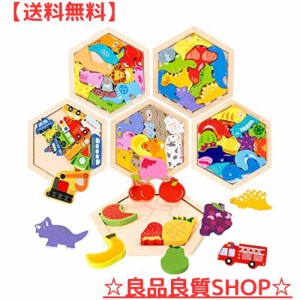 CORPER TOYS 木製パズル 型はめパズル 形合わせ 豪華セット 六角形 はめ込み ブロック 積み木 積み上げ バランスゲーム 動物 乗り物 果物