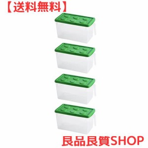 ドットボタン 見せる 収納ボックス 収納ケース 子供用 おもちゃ箱 (グリーン緑4個セット)