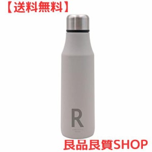 OGURA 水筒 480ml ステンレスボトル ロケット 水筒 アルファベット イニシャル ステンレス 真空 断熱 保冷 保温 グレー R