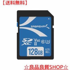 SABRENT SDカード 128GB、V60、メモリーカード、UHS-II、270MB/秒の高速転送、キヤノン、富士フイルム、パナソニック、ニコン、その他の