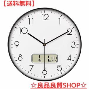 Nbdeal 掛け時計 電波時計 静音 連続秒針 おしゃれ 日付 曜日表示 直径30cm 壁掛け 時計 北欧 (黒)