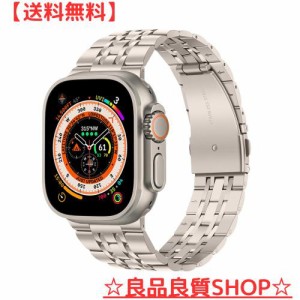 アップルウォッチバンド コンパチブル Apple Watch Ultra バンド 49mm、男性女性 iWatch バンド ソリッドステンレススチールメタル交換バ