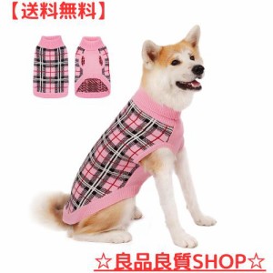 ThinkPet 大型犬用セーター - 大型犬用犬用クリスマスセーター 女の子 男の子 - 犬用服 ニット 暖かい 柔らかい 寒い季節用 (千鳥格子ピ