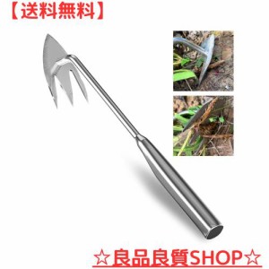 Hueapion 草取り道具 雑草ブラシ 雑草取り器具 全長340mm 草取り 草刈り ステンレス製 片手鍬 草取りグッズ 根こそぎ 便利 コンパクト耕