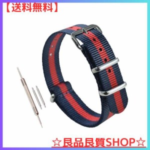 [MZBUTIQ] 15mm 青/赤/青 ベルト 腕時計ストラップナイロン替えバンド 研磨バックル
