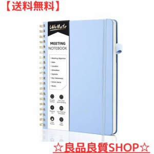 WEMATE 会議ノート 議事録 B5 200 ページ リングノートミーティングブック 日記帳 メモ帳 ライトブルー