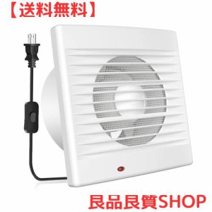 Okryain 換気扇 パイプファン 100mm 排気ファン 防虫網付き 壁用換気扇 浴室用換気扇 キッチン用換気扇 100-120V対応 スイッチ付き IPX2