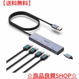 10Gbps USB3.2ハブ5ポート,TSUPY USB 3.2 Gen 2 ハブ 120cm延長ケーブル アルミ製 USB-A 3.2*4 ポート拡張 usb増設 セルフパワーとバスパ