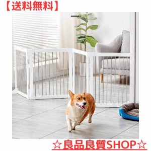 Puhang 犬ゲート ペットフェンス 木製 ペットゲート高さ70cm 4cm柵間隔 バリアゲート 折り畳み式 小型犬 収納便利 鉄製 赤ちゃん 脱走防