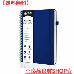 WEMATE 会議ノート 議事録 B5 200 ページ リングノートミーティングブック 日記帳 メモ帳- ダークブルー