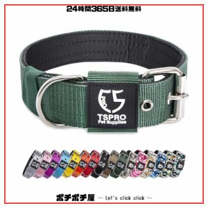 TSPRO タクティカルドッグカラー 1.5インチ幅の犬用カラー 軍用グレードの強力な犬用カラー 太い犬用カラー ヘビーデューティーメタルバ