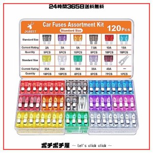 JOREST 120個車 ヒューズ、車/トラック/オートバイ用(2A 3A 5A 7.5A 10A 15A 20A 25A 30A 35A 40A)、標準平型ヒューズ + 1個ヒューズクリ
