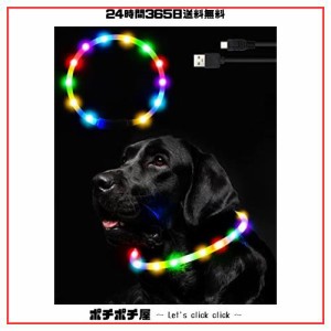 Nayouko 光る首輪 犬 LEDライト USB充電式 軽量 小型犬 中型犬 大型犬 ペット用品 視認距離400mで夜間も安心 サイズ調節可能 (レインボー