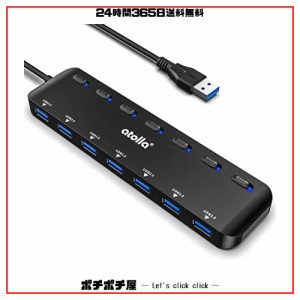 atolla USB ハブ 7ポート USB3.0ハブ 100cmケーブル 個別スイッチ USB hub ウルトラスリム USB拡張 5Gbps超高速転送 Windows/Linux/Mac O