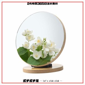 BESTOOL ミニ化粧鏡 mini卓上ミラー 木製鏡 90°角度調整 化粧ミラー (S)