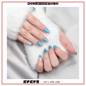 Sun＆Beam Nails ネイルチップ ショート ミディアム ラウンド オーバル ブルー ホワイト 花火 ？ 人気 3D 浮彫 おしゃれ 可愛い デザイン