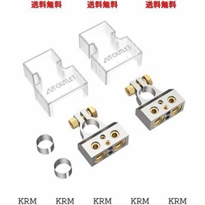 AUTOUTLET カーバッテリーターミナル コネクターキット バッテリー端子 2個 0/4/8/10ゲージ AWG プラス ＆ ネガティブクロームバッテリー