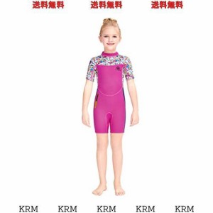 ウエットスーツ 子ども 2.5mm 半袖 ワンピース 女の子 フルスーツ スイムウェア キッズ用 日焼け防止 シュノーケリング サーフィンスーツ