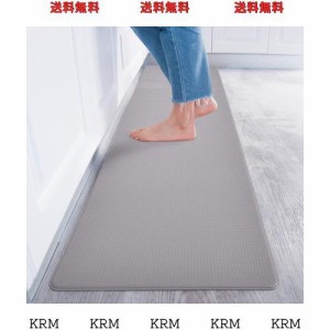 Baibu Home キッチンマット 60×240cm PVC 厚さ8mm 洗濯いらず 低反発クッション ずれない 台所 マット 防汚 拭ける グレー