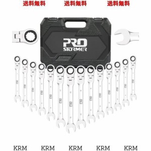 Prostormer フレックスラチェットレンチ 角度調整可能 72ギア ラチェットコンビネーションレンチセット 6-19mm 14本組 自動車修理 車メン