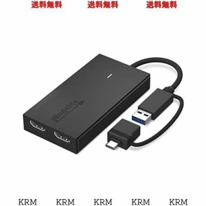 Plugable USB Type-C デュアル USB グラフィック変換アダプター、USB-C HDMI 用 Mac Windows 対応、最大解像度 1080p@60Hz の外部HDMIモ